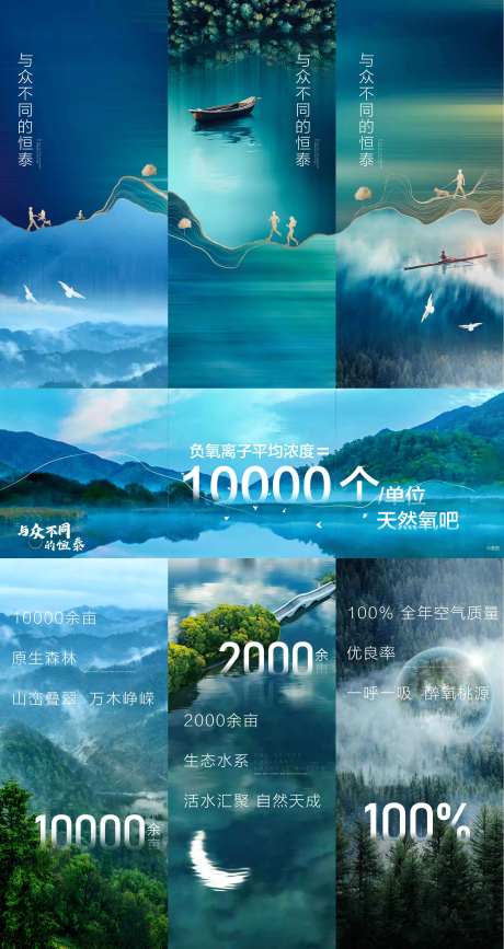 房地产旅游湖景九宫格长图海报-采灵感-https://www.cailinggan.com/