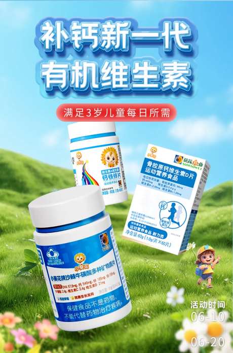 钙片活动宣传海报-采灵感-https://www.cailinggan.com/