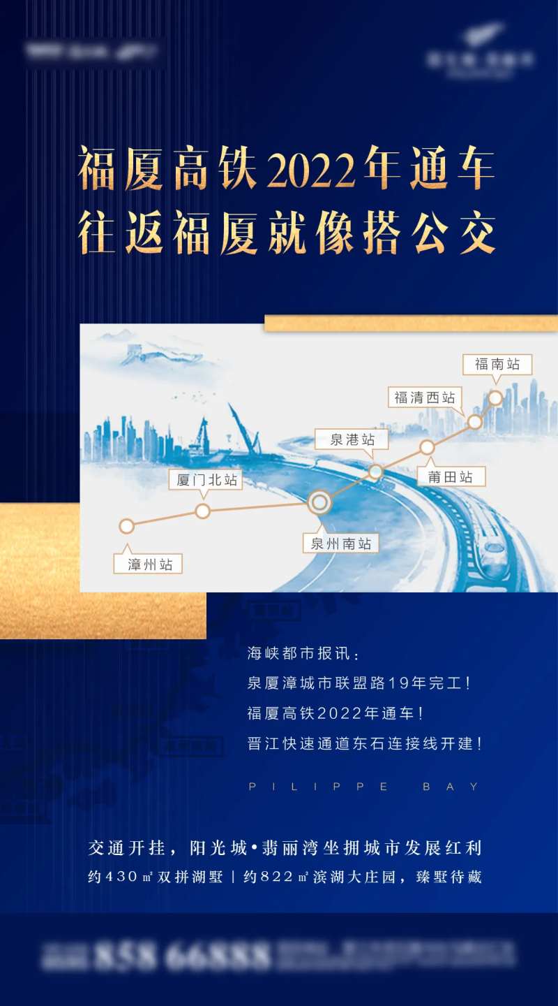 蓝金地产地理优势宣传卖点海报-采灵感-cailinggan.com