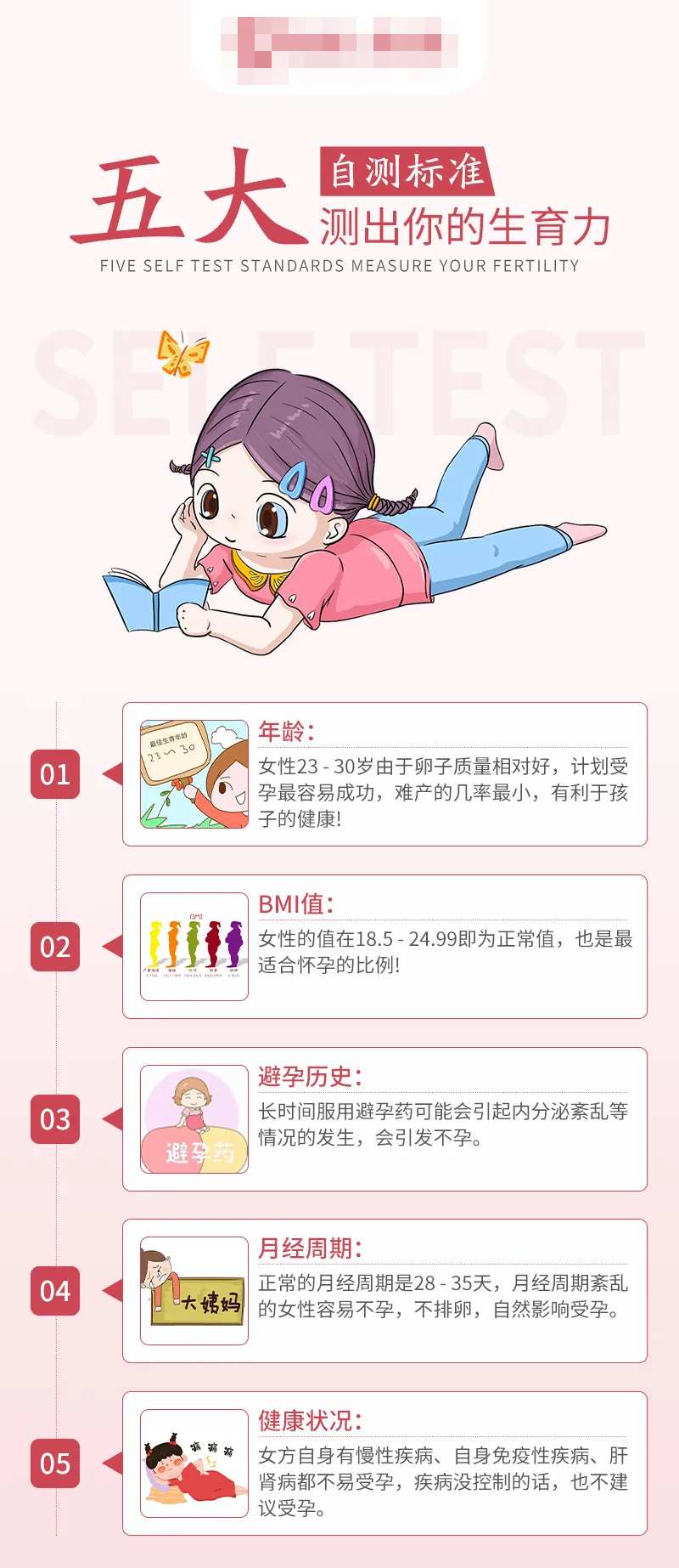 五大自测标准测出你的生育力科普海报-采灵感-cailinggan.com