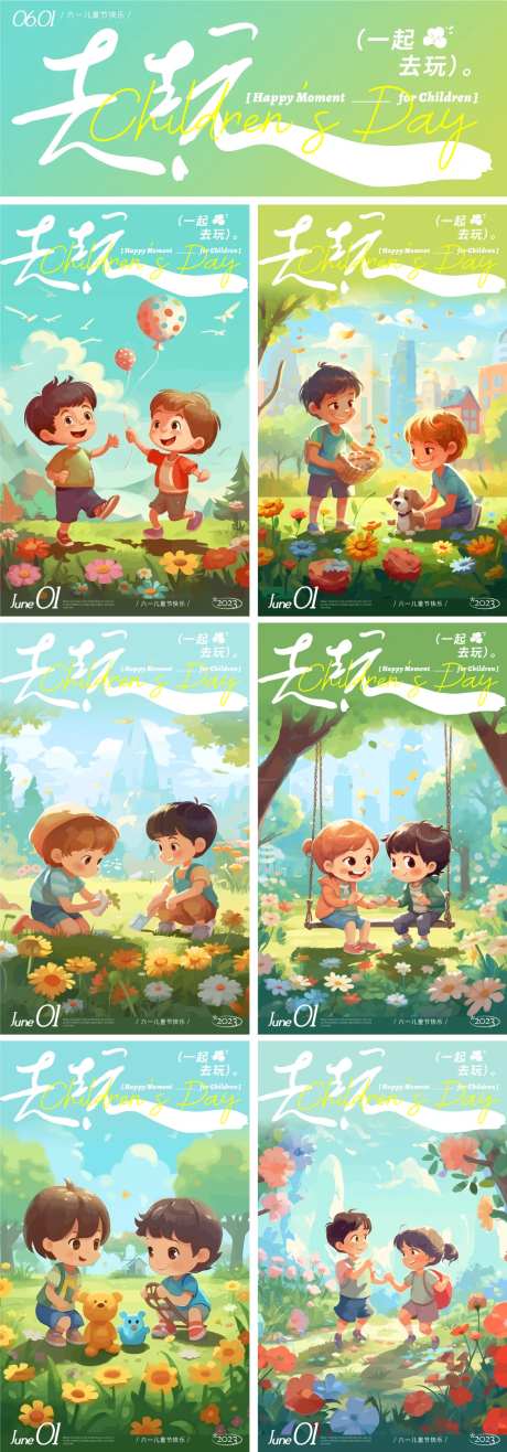 趣玩六一儿童节系列海报展板-采灵感-https://www.cailinggan.com/