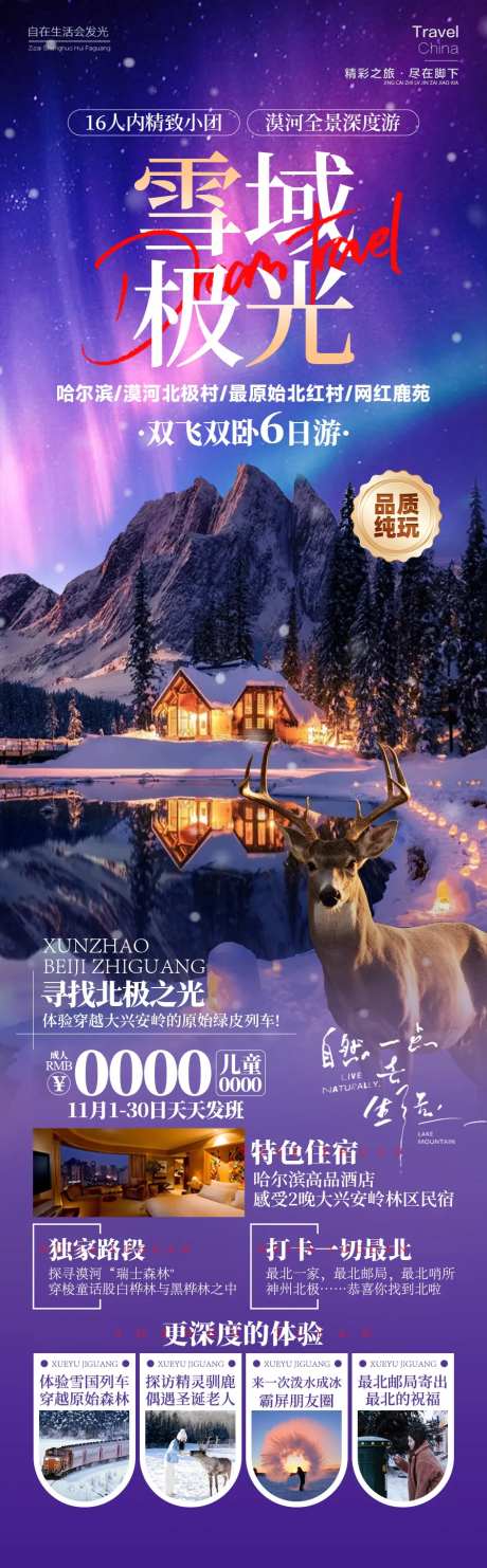 雪域极光漠北雪乡旅游海报-采灵感-https://www.cailinggan.com/