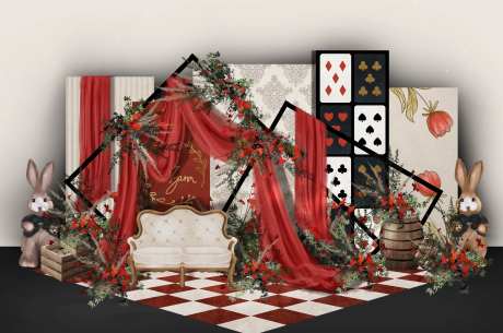 爱丽丝扑克造型场景布置-采灵感-https://www.cailinggan.com/