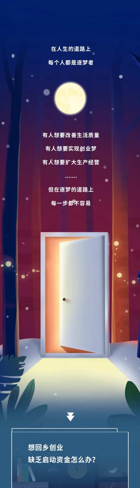 返乡创业贷款宣传漫画长图-采灵感-https://www.cailinggan.com/