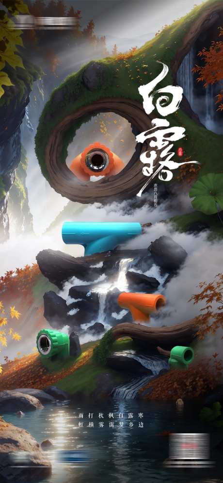 管业管道白露节气海报-采灵感-https://www.cailinggan.com/