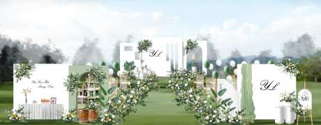 白绿色系草坪婚礼效果图-采灵感-https://www.cailinggan.com/