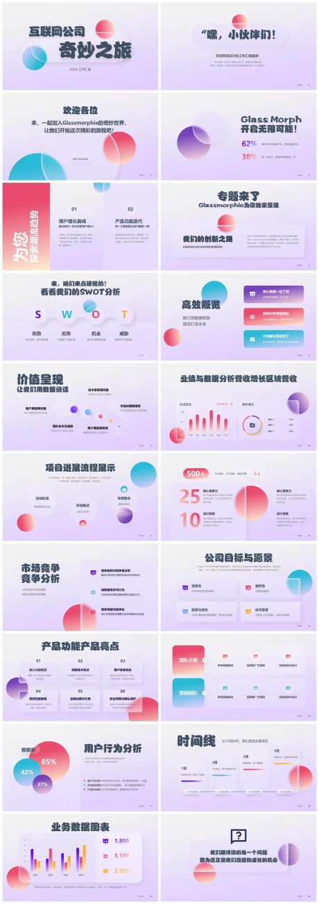 蓝粉互联网公司工作汇报PPT模板-采灵感-https://www.cailinggan.com/