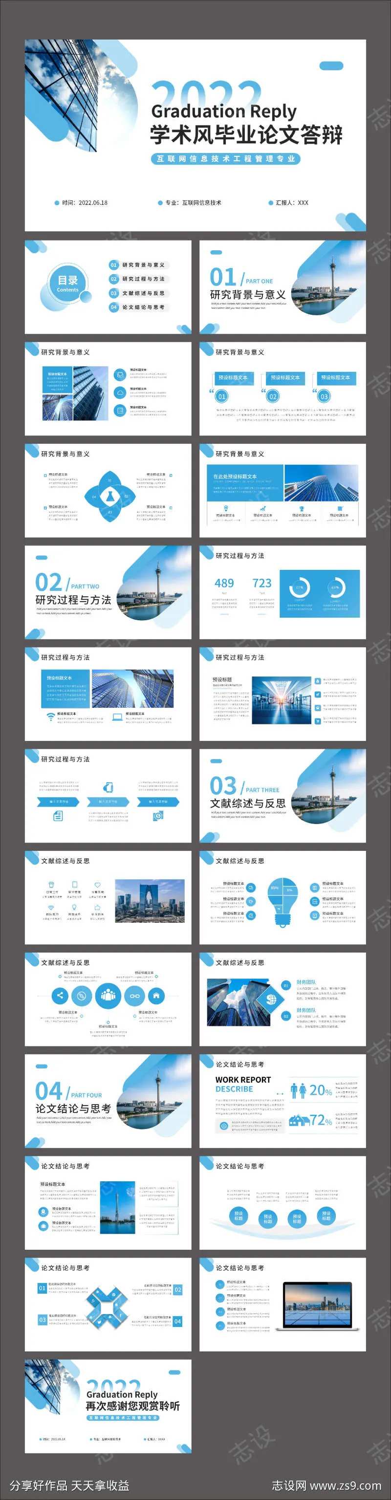 高校简约风毕业论文开题报告答辩PPT-采灵感-cailinggan.com