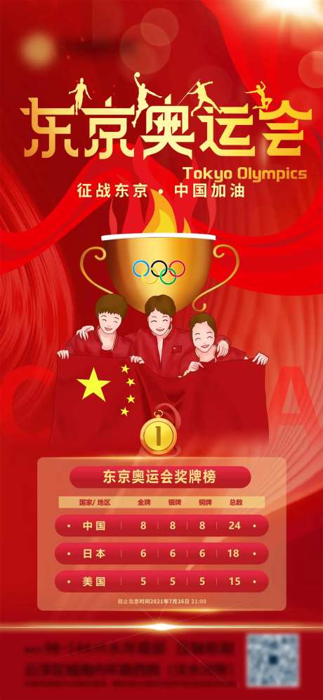 东京奥运会奖牌榜红金海报-采灵感-https://www.cailinggan.com/
