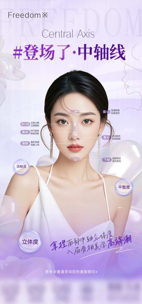 医美面部中轴线海报-采灵感-https://www.cailinggan.com/