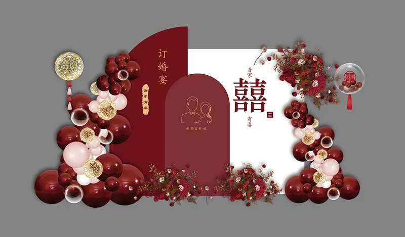 订婚宴喜宝石红酒堆头美陈-采灵感-cailinggan.com