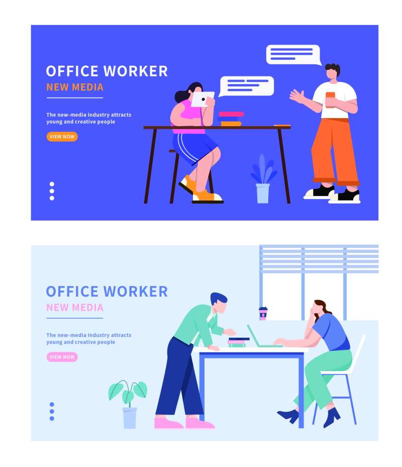 商务办公人物矢量插画-采灵感-cailinggan.com