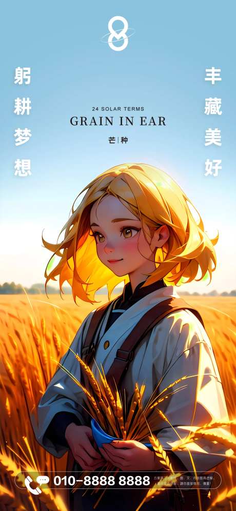 芒种节气温馨插画海报-采灵感-https://www.cailinggan.com/