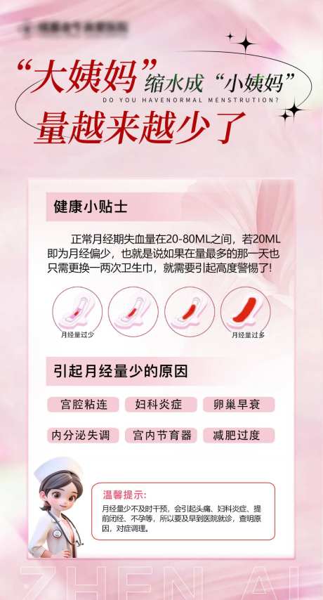 大姨妈量少妇科科普海报-采灵感-https://www.cailinggan.com/