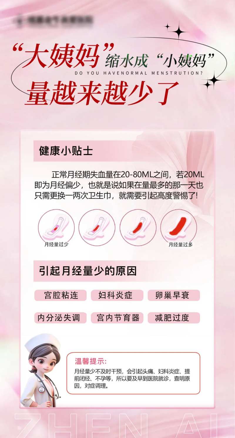 大姨妈量少妇科科普海报-采灵感-cailinggan.com
