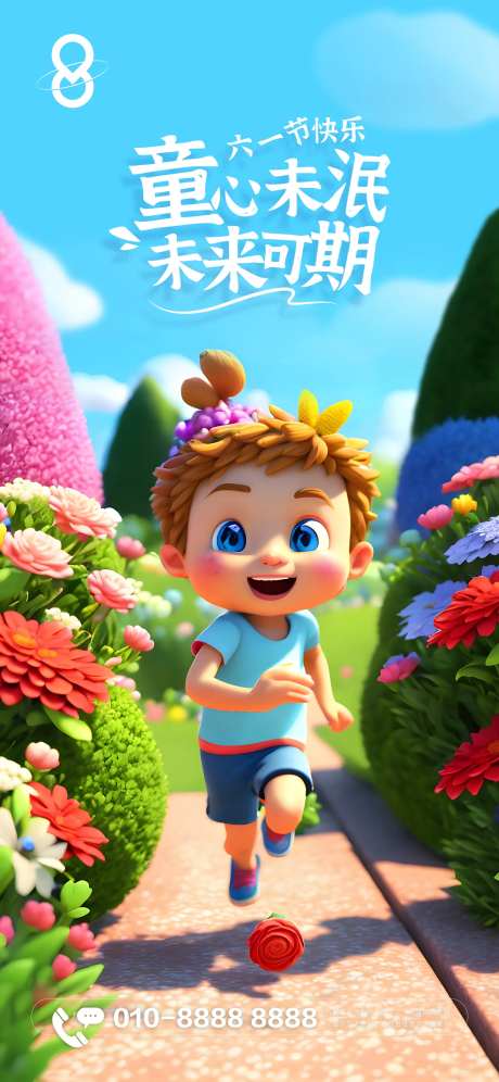 地产项目儿童节可爱插画风海报-采灵感-https://www.cailinggan.com/