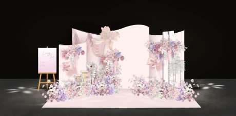 少女心粉色婚礼布置韩式婚礼-采灵感-https://www.cailinggan.com/