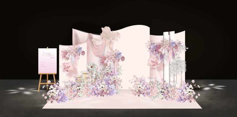 少女心粉色婚礼布置韩式婚礼-采灵感-cailinggan.com