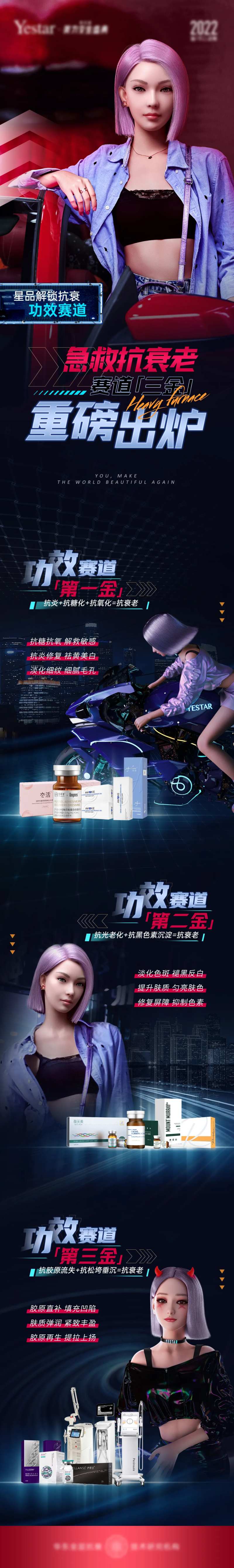 医美新品抗衰功效炫酷长图海报-采灵感-cailinggan.com