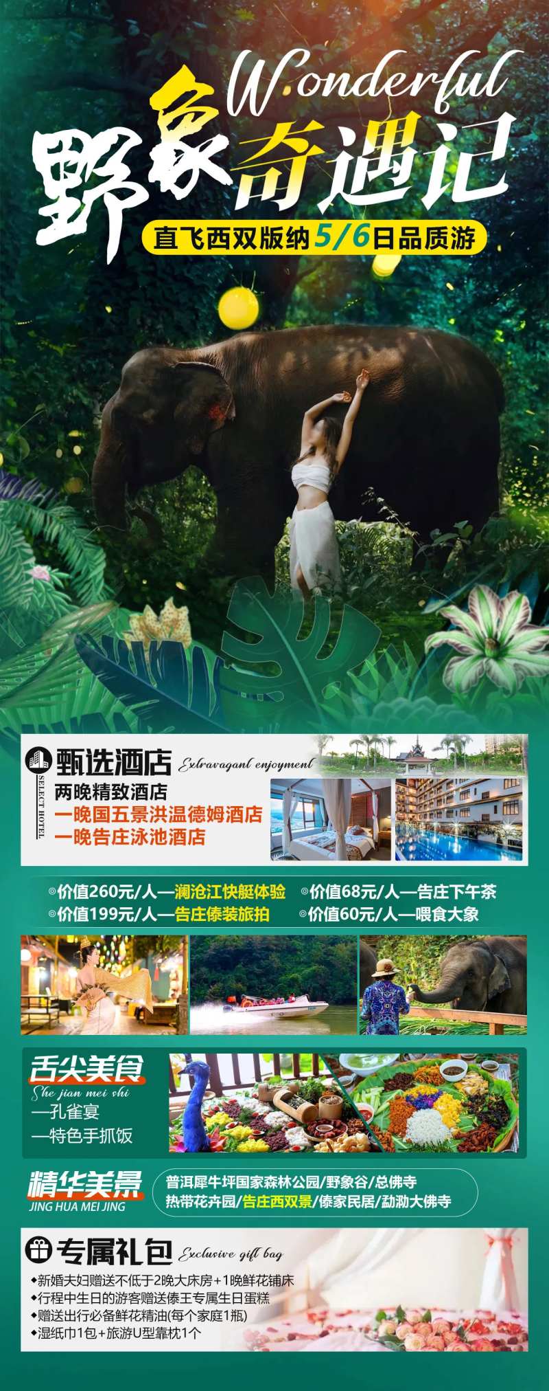 直飞版纳旅游海报-采灵感-cailinggan.com