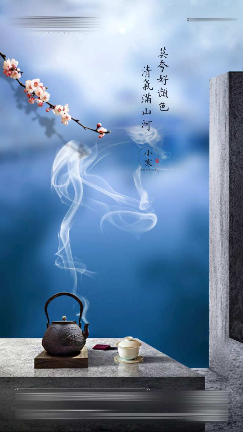 中式梅花小寒意境海报-采灵感-cailinggan.com