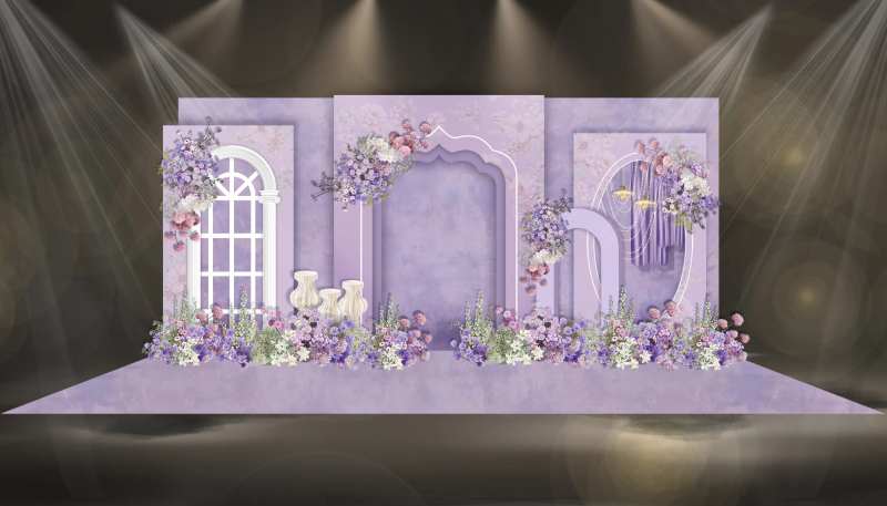 紫色法式油画婚礼效果图-采灵感-cailinggan.com