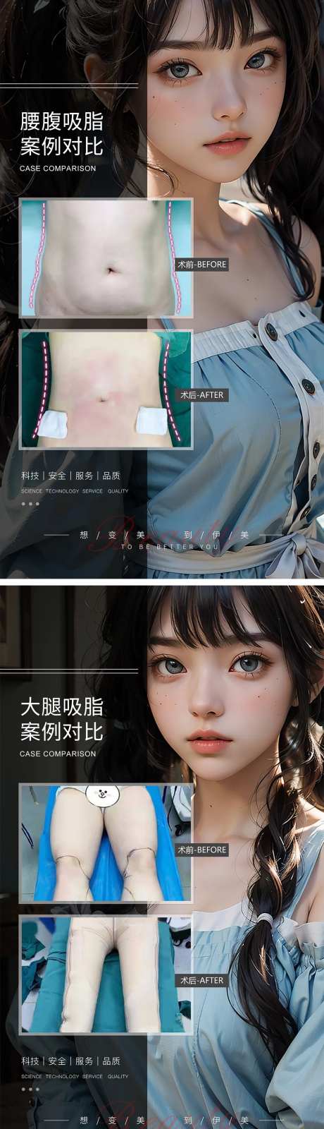 腰腹大腿吸脂案例对比-采灵感-https://www.cailinggan.com/