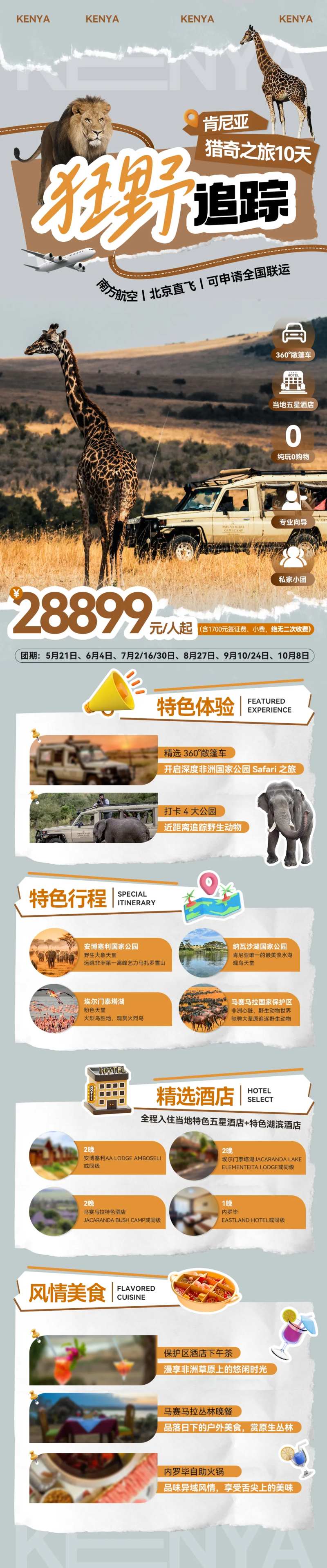 非洲肯尼亚旅游长图海报-采灵感-cailinggan.com