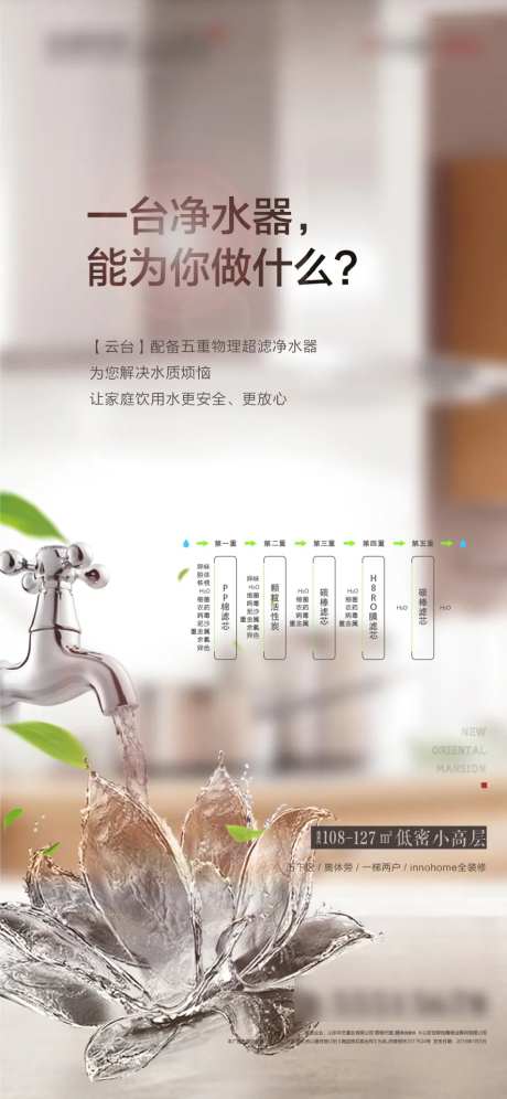 房地产装修细节五重超滤净水器海报-采灵感-https://www.cailinggan.com/