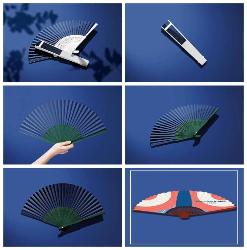 简约蓝底扇子样机-采灵感-cailinggan.com