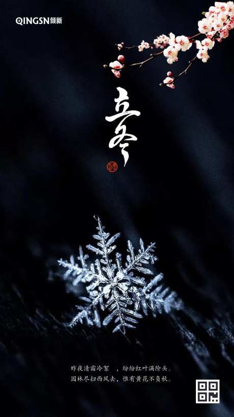 雪花立冬节气移动端海报-采灵感-https://www.cailinggan.com/