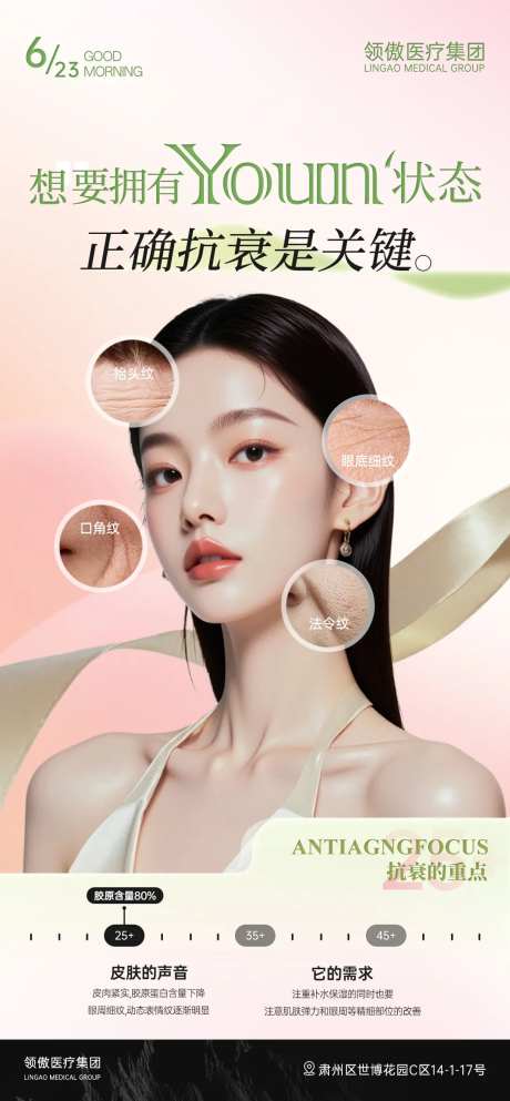 医美面部抗衰科普项目推广图海报-采灵感-https://www.cailinggan.com/