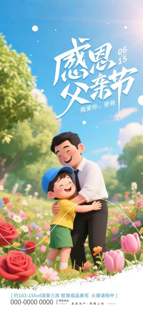 父亲节创意拼合房地产宣传海报-采灵感-https://www.cailinggan.com/