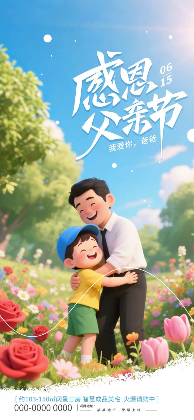 父亲节创意拼合房地产宣传海报-采灵感-cailinggan.com