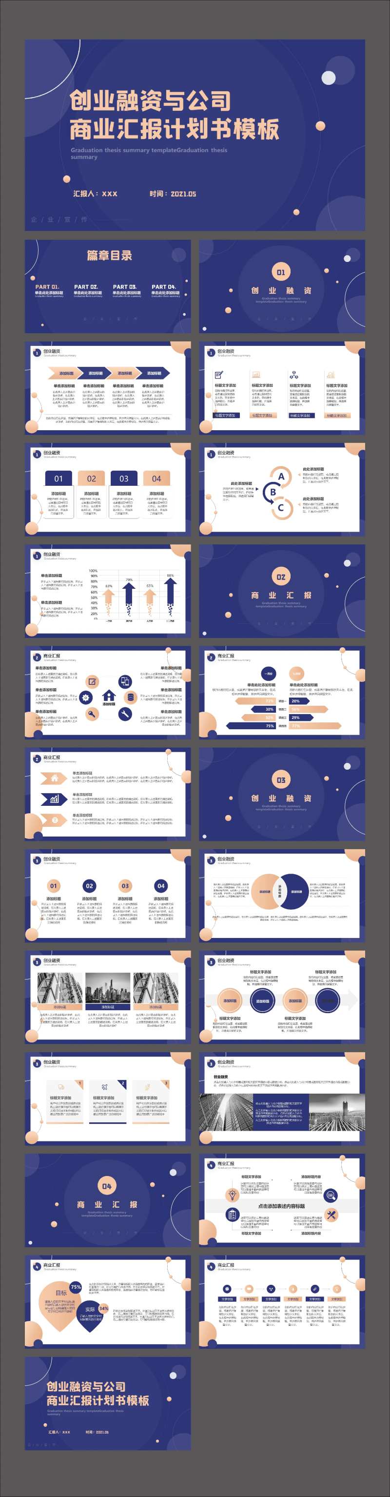 蓝金色创业金融商务汇报PPT-采灵感-cailinggan.com