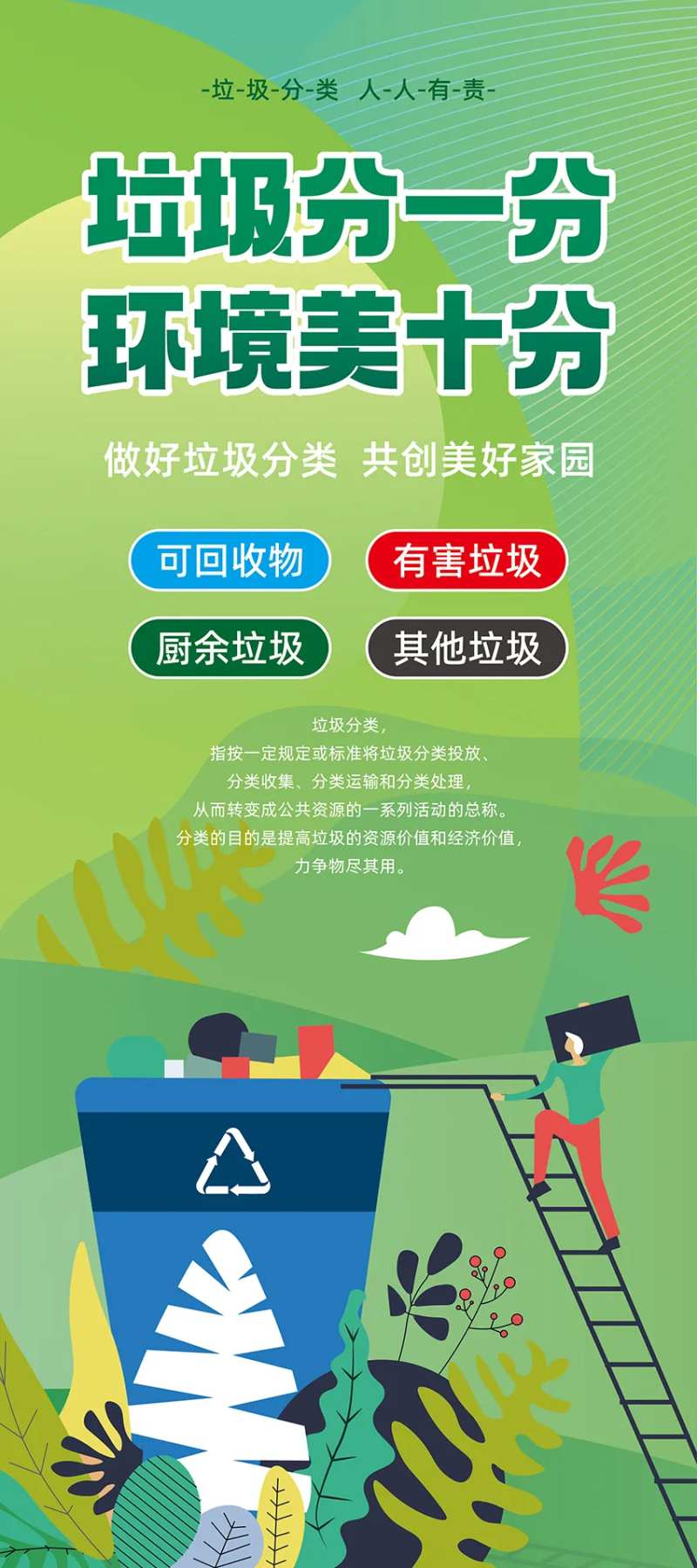 绿色保护环境垃圾分类活动宣传海报-采灵感-cailinggan.com