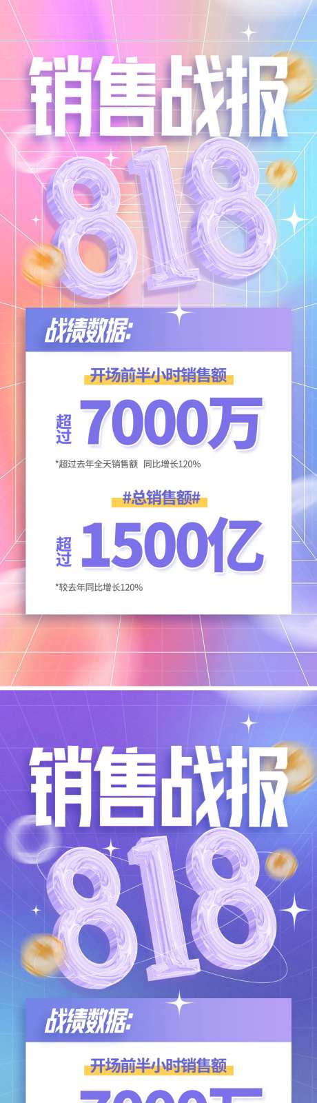 818销售额战报流体渐变手机海报-采灵感-https://www.cailinggan.com/