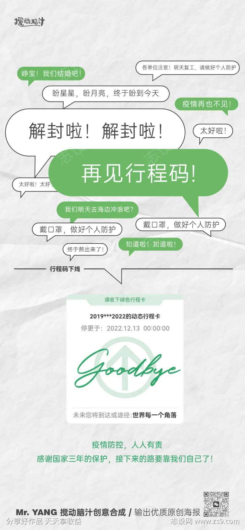 疫情解封行程码下线海报-采灵感-cailinggan.com