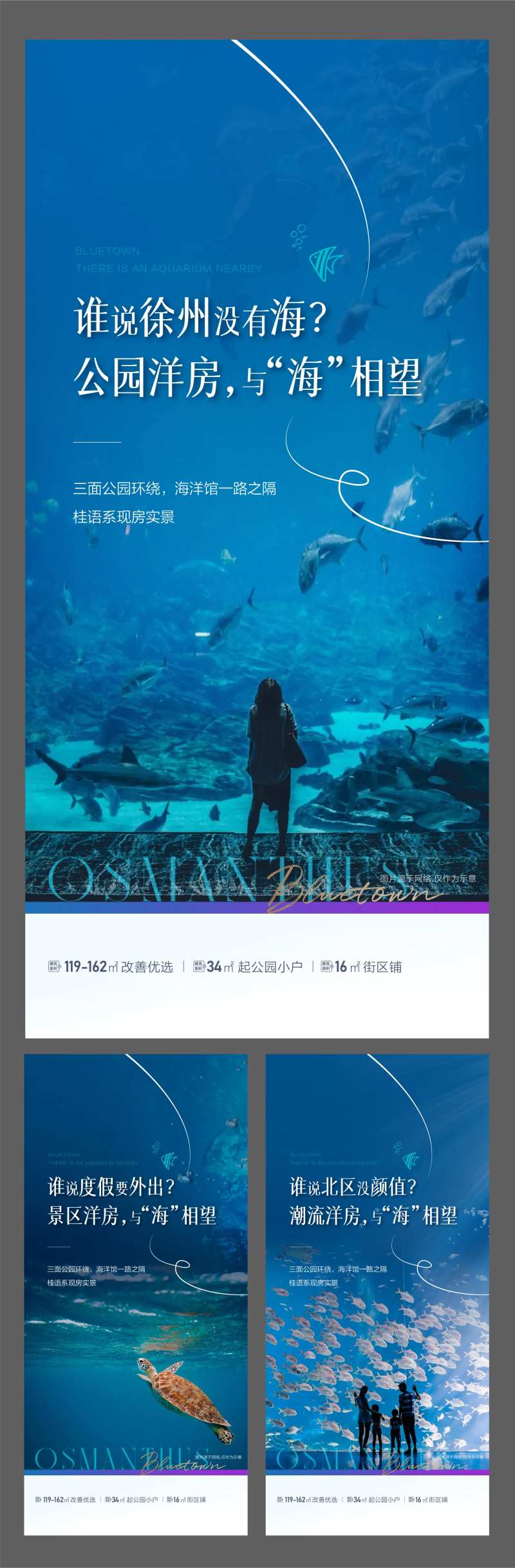 地产洋房海洋馆水族馆公园系列海报-采灵感-cailinggan.com