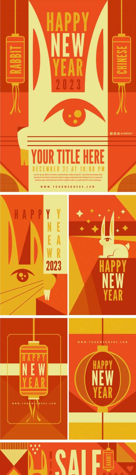 兔年贺卡海报-采灵感-https://www.cailinggan.com/