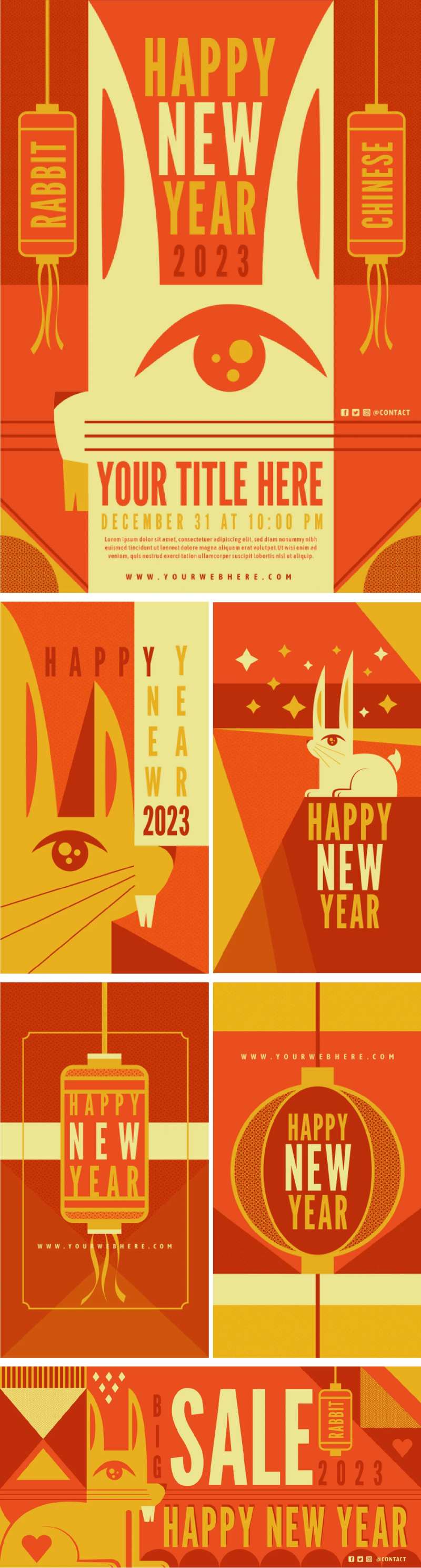 兔年贺卡海报-采灵感-cailinggan.com