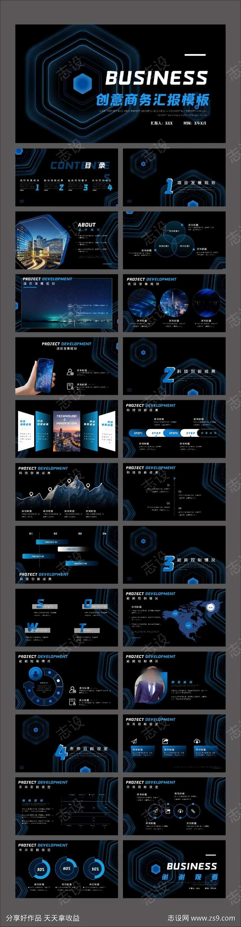 深色创意风科技类企业工作汇报PPT-采灵感-cailinggan.com