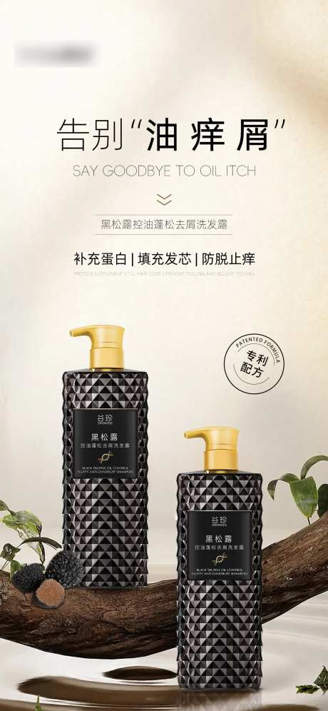 黑松露控油蓬松去屑洗发露海报-采灵感-https://www.cailinggan.com/