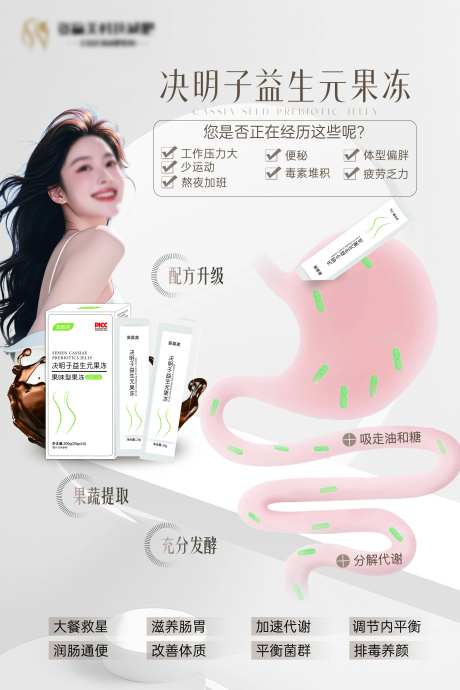 瘦身减脂减肥益生元果冻产品海报-采灵感-https://www.cailinggan.com/