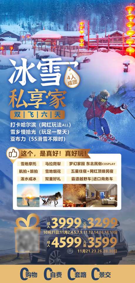 冰雪私享家旅游海报-采灵感-https://www.cailinggan.com/