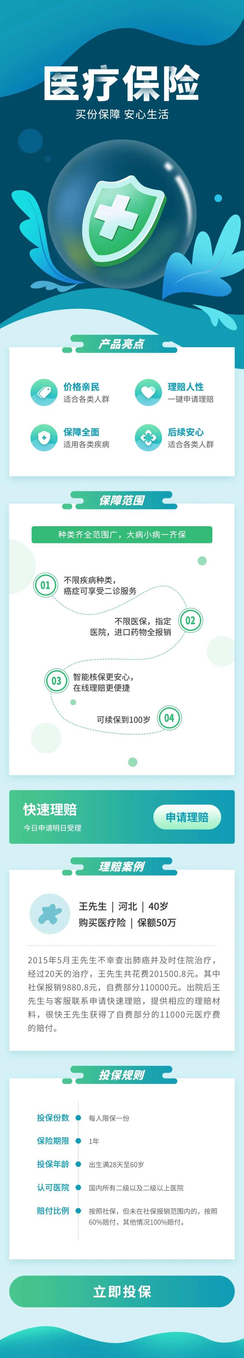 绿色医疗保险宣传海报长图-采灵感-cailinggan.com