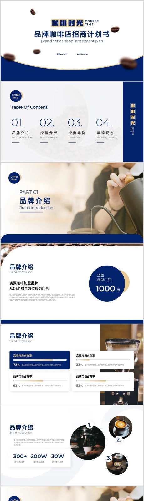 简约风蓝色咖啡品牌招商计划书PPT-采灵感-https://www.cailinggan.com/