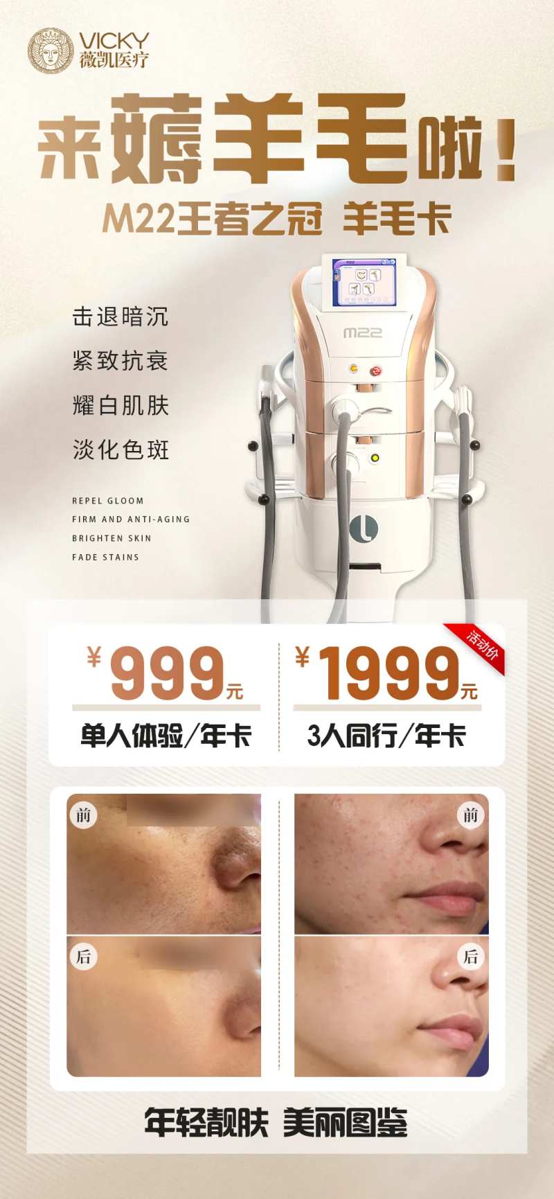 医美仪器m22光子嫩肤案例对比海报-采灵感-cailinggan.com