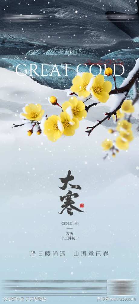 地产大寒梅花海报-采灵感-https://www.cailinggan.com/