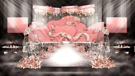 粉色婚礼舞台区活动展板-采灵感-https://www.cailinggan.com/